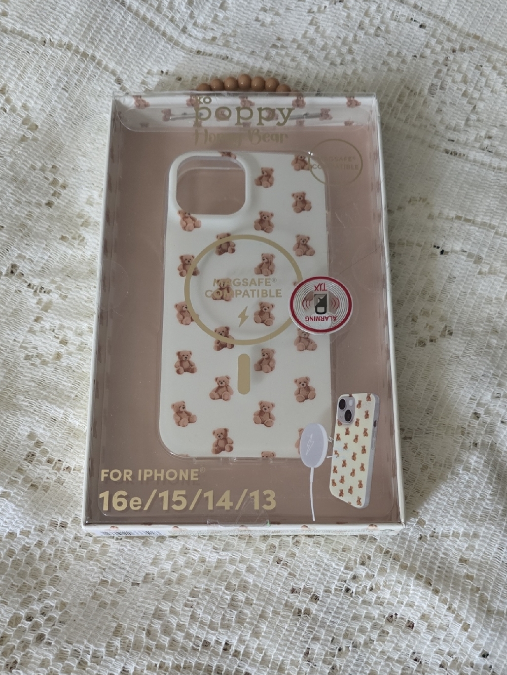 Teddy Bear MagSafe Compatible iPhone Case - White with Brown Teddy Print
